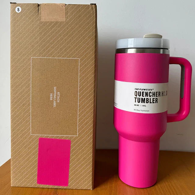 Thermobecher | Tumbler Strohhalm Deckel Isoliert Stilvoll Geräumig Langlebig-Barbie Pink-Luzern Mode