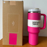 Thermobecher | Tumbler Strohhalm Deckel Isoliert Stilvoll Geräumig Langlebig-Barbie Pink-Luzern Mode
