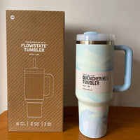 Thermobecher | Tumbler Strohhalm Deckel Isoliert Stilvoll Geräumig Langlebig-Blaue Wirbel-Luzern Mode