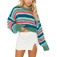 Damen Oversize Strickpullover mit Streifenmuster – Yvonne