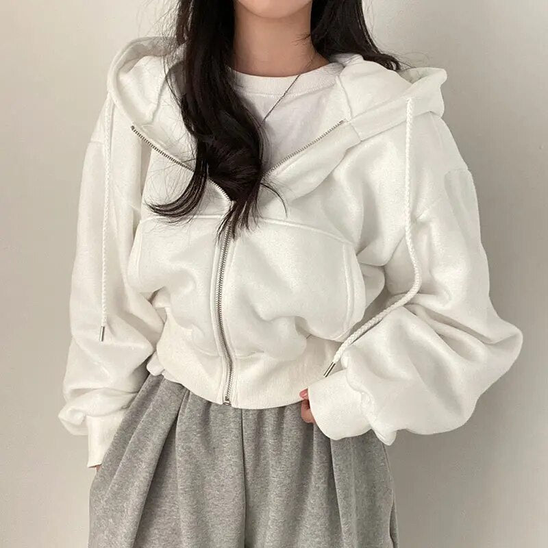 Damen Weste kurz geschnitten mit Kapuze und Oversized Passform – Rinette