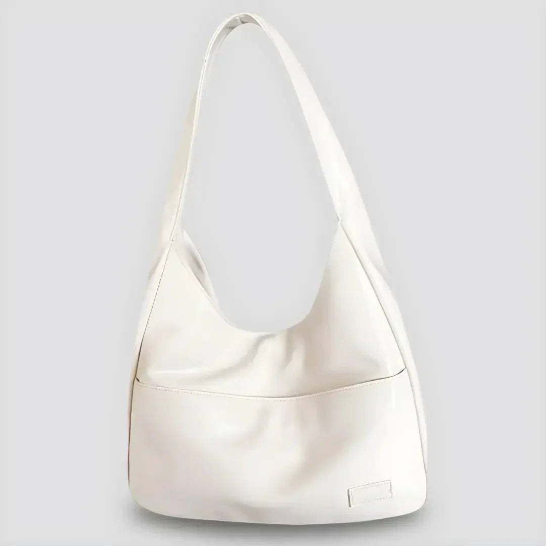 Damen Umhängetasche | Vegan Leder | Geräumig | Einfarbig | Glatt | Reißverschluss-Beige-Luzern Mode