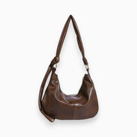 Damen Schultertasche Leder Hobo Bag mit Reißverschluss-Braun-Luzern Mode