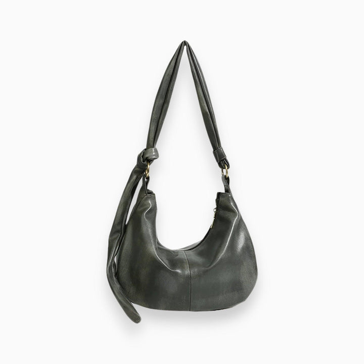 Damen Schultertasche Leder Hobo Bag mit Reißverschluss-Grün-Luzern Mode