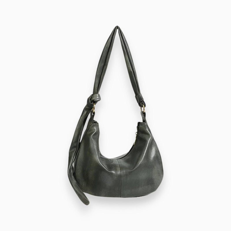 Damen Schultertasche Leder Hobo Bag mit Reißverschluss-Grün-Luzern Mode