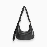 Damen Schultertasche Leder Hobo Bag mit Reißverschluss-Schwarz-Luzern Mode