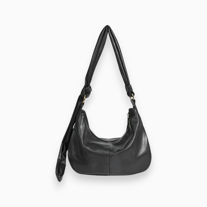 Damen Schultertasche Leder Hobo Bag mit Reißverschluss-Schwarz-Luzern Mode