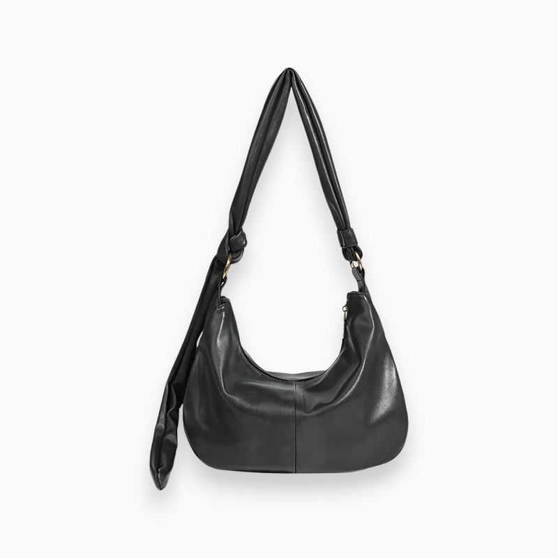 Damen Schultertasche Leder Hobo Bag mit Reißverschluss-Schwarz-Luzern Mode