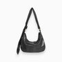 Damen Schultertasche Leder Hobo Bag mit Reißverschluss-Schwarz-Luzern Mode