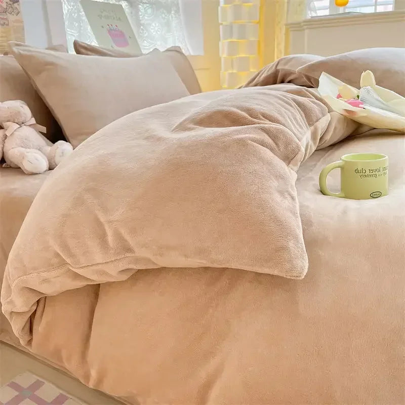 Bettbezug | Doppelbett | Flanell | Warm | Weich | Bequem | Langlebig-Khaki-150x200cm-Luzern Mode