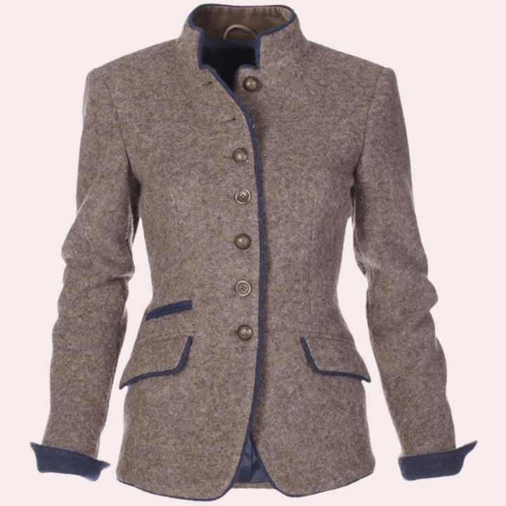Damen Wollblazer mit Stehkragen - Eleganter Herbstlook-Luzern Mode