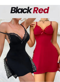 Sexy Nachtkleid Damen | Spitze Nachthemd | Tiefes Dekolleté | Verführerisch-Luzern Mode