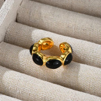Onyx-Ring | Vergoldet Silber Vielseitig Einzigartig Stilvoll Verstellbar-Luzern Mode
