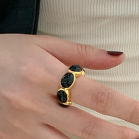 Onyx-Ring | Vergoldet Silber Vielseitig Einzigartig Stilvoll Verstellbar-Luzern Mode