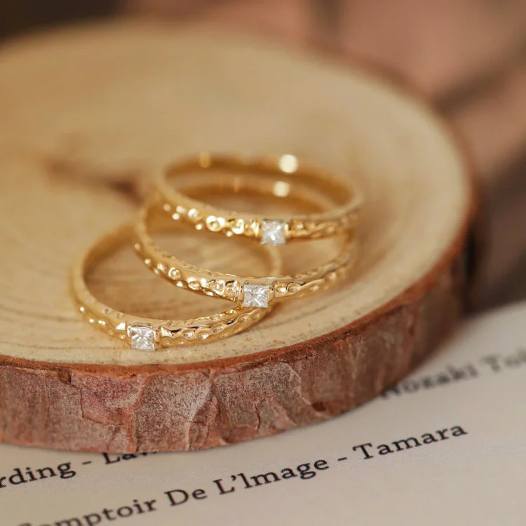 Goldener Damenring | Filigran Zirkonia Stilvoll Einzigartig Langlebig Vielseitig-Luzern Mode