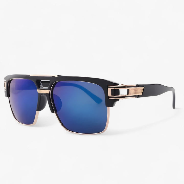 Sonnenbrille | Verspiegelt | Retro | Designer | Unisex | UV400-Schwarz Dunkelblau-Luzern Mode
