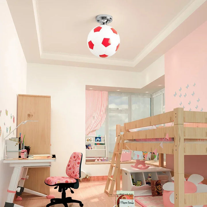 Kinderzimmer-Deckenleuchte | Fußball LED Stilvoll Verspielt Einzigartig Gemütlich-Fußball Rot-Luzern Mode