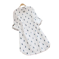 Hasenprint Shirtkleid Damen | Süß & bequem | Freizeit | Sommer | Knopfleiste-S-Luzern Mode