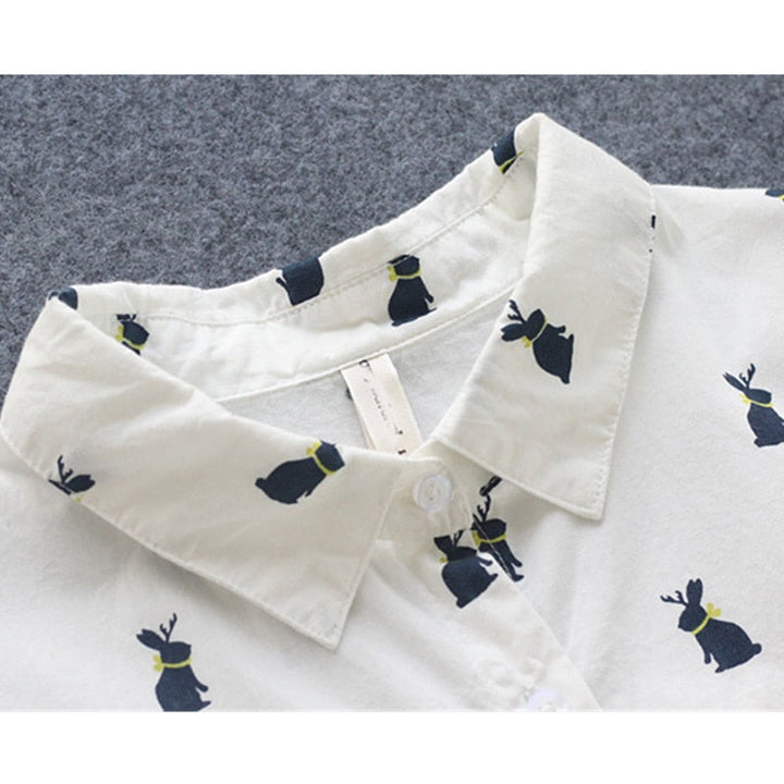 Hasenprint Shirtkleid Damen | Süß & bequem | Freizeit | Sommer | Knopfleiste-Luzern Mode