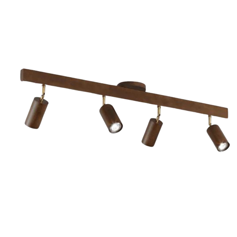 Deckenstrahler | Holz Verstellbar LED Stilvoll Stimmungsvolles Design Langlebig-Walnuss-Warmweiß-4-Luzern Mode