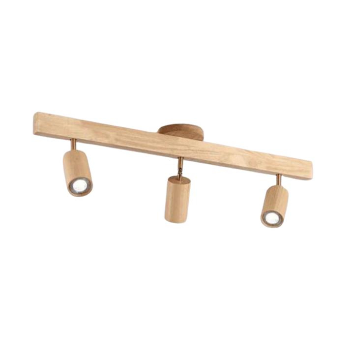Deckenstrahler | Holz Verstellbar LED Stilvoll Stimmungsvolles Design Langlebig-Weiße Eiche-Warmweiß-3-Luzern Mode