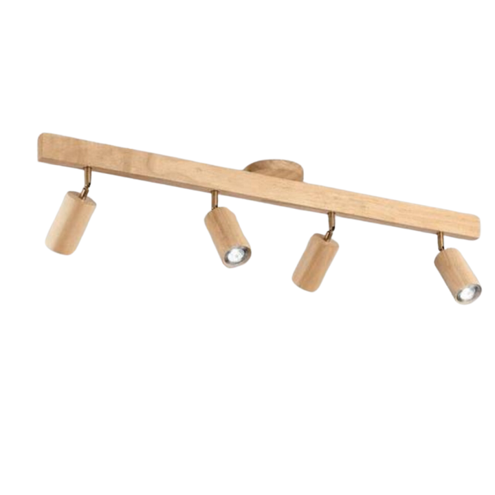 Deckenstrahler | Holz Verstellbar LED Stilvoll Stimmungsvolles Design Langlebig-Weiße Eiche-Warmweiß-4-Luzern Mode