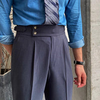 Hoch taillierte Damenhose mit Gürtel und Falten-Design-Luzern Mode