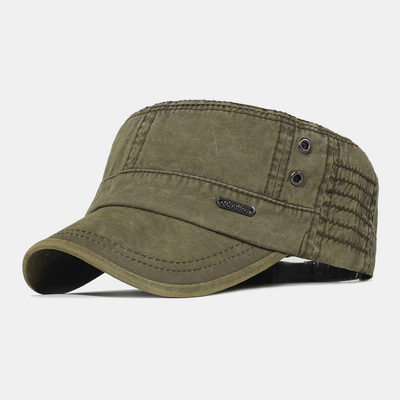 Herren Pet | Militär Design | Cool | Gewaschene Farbe | Baumwolle | Uni-Olivegrün-Luzern Mode