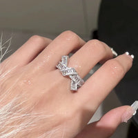 Damenring | Knoten-Design Zirkonia Silber Verstellbar Einzigartig Vergoldet-Luzern Mode