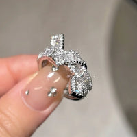 Damenring | Knoten-Design Zirkonia Silber Verstellbar Einzigartig Vergoldet-Silber-Luzern Mode