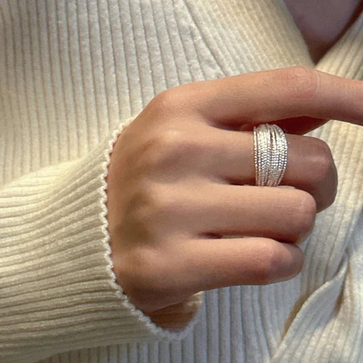 Mehrlagen-Ring | Verstellbar Silber Einzigartig Stilvoll One Size Damen Gold-Luzern Mode