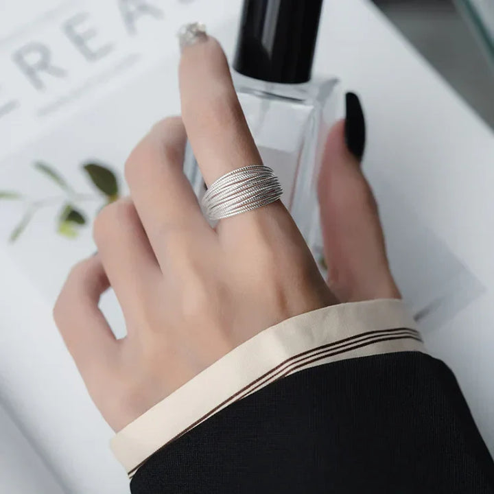 Mehrlagen-Ring | Verstellbar Silber Einzigartig Stilvoll One Size Damen Gold-Silber-Luzern Mode