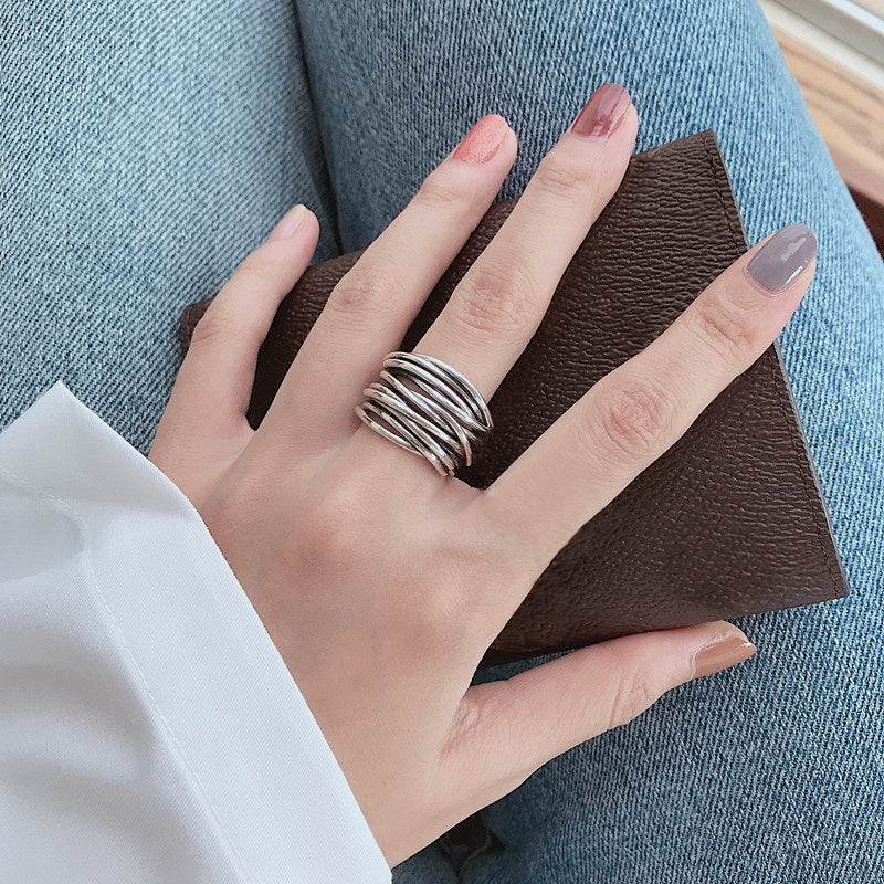 Silberner Ring | Schichten Verstellbar Stilvoll Modern Einzigartig Handgefertigt-Luzern Mode
