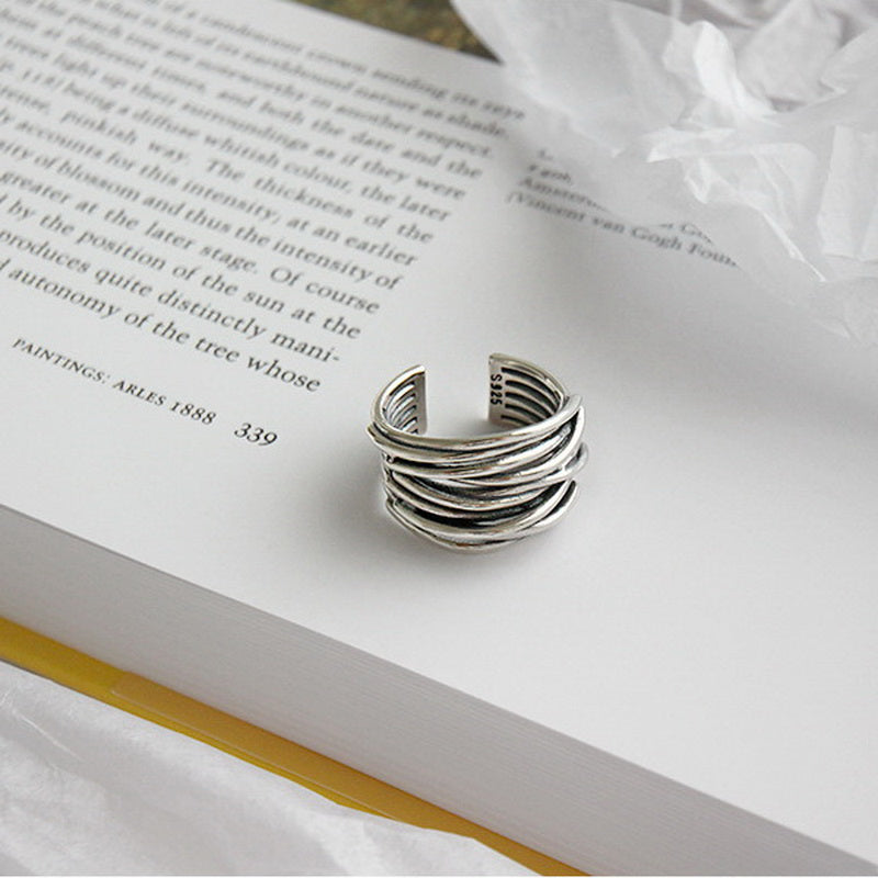 Silberner Ring | Schichten Verstellbar Stilvoll Modern Einzigartig Handgefertigt-Luzern Mode