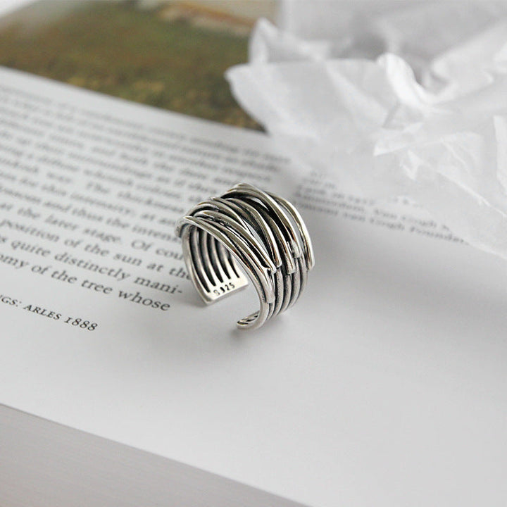 Silberner Ring | Schichten Verstellbar Stilvoll Modern Einzigartig Handgefertigt-Luzern Mode
