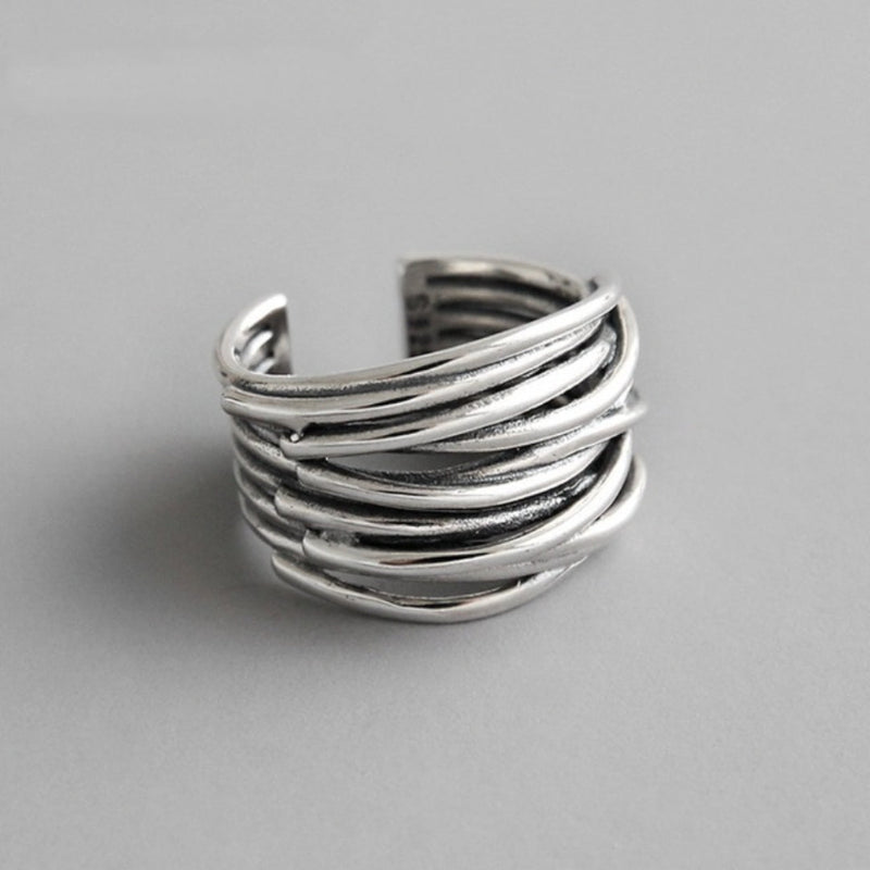 Silberner Ring | Schichten Verstellbar Stilvoll Modern Einzigartig Handgefertigt-Luzern Mode