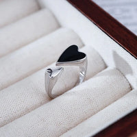 Herzring | Verstellbar Silber Schwarz Symmetrisch Geschenk Langlebig-Luzern Mode