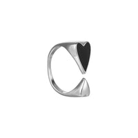 Herzring | Verstellbar Silber Schwarz Symmetrisch Geschenk Langlebig-Luzern Mode