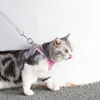 Katzengeschirr | Verstellbar | Mit Leine | Sicher | Reflektierend | Nylon-Rosa-XS - 0.5 tot 3 kg-Luzern Mode