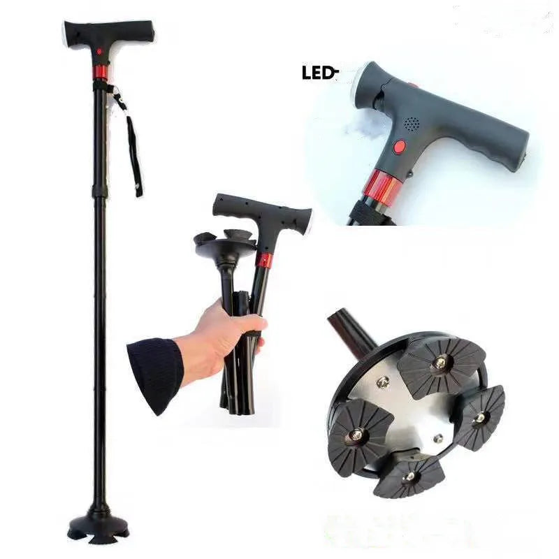 Gehstock | Seniorenhilfe Leichtgewicht LED Aluminium Langlebig Stabil-Luzern Mode