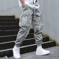 Herren Cargo Hose mit Taschen - Bequeme Freizeithose-Grau-M-Luzern Mode