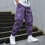 Herren Cargo Hose mit Taschen - Bequeme Freizeithose-Lila-M-Luzern Mode