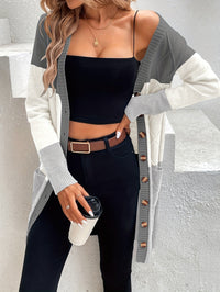 Damen Strickjacke mit Knopfleiste und Zopfmuster Design-Grau-S-Luzern Mode