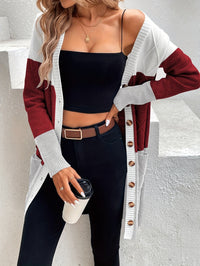 Damen Strickjacke mit Knopfleiste und Zopfmuster Design-Rot-S-Luzern Mode