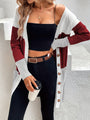 Damen Strickjacke mit Knopfleiste und Zopfmuster Design-Rot-S-Luzern Mode