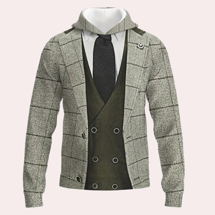 Herren Hoodie mit Anzugdesign - Stilvoller Kapuzenpullover-S-Luzern Mode