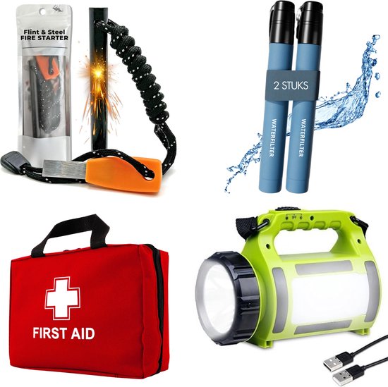 Notfallset | Vielseitig | Komplett | Feuerstarter | Wasserfilter | Erste Hilfe | Wiederaufladbar-Luzern Mode