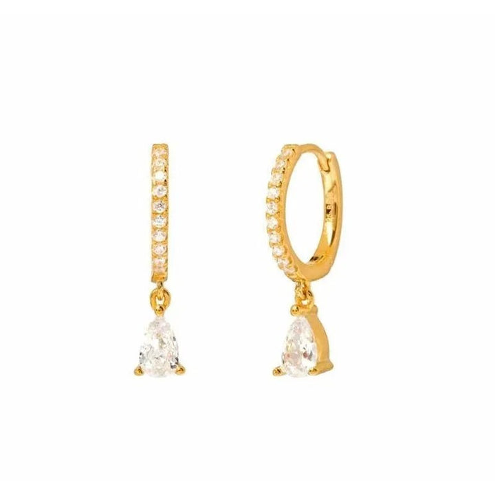 Ohrring-Set | Vielseitig | Stilvoll | Gold | Silber | Hypoallergen | Ring-Gold-Moderner CZ-Hoop-Luzern Mode