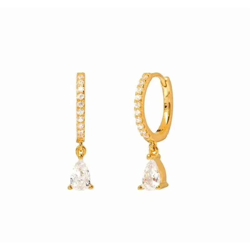 Ohrring-Set | Vielseitig | Stilvoll | Gold | Silber | Hypoallergen | Ring-Gold-Moderner CZ-Hoop-Luzern Mode