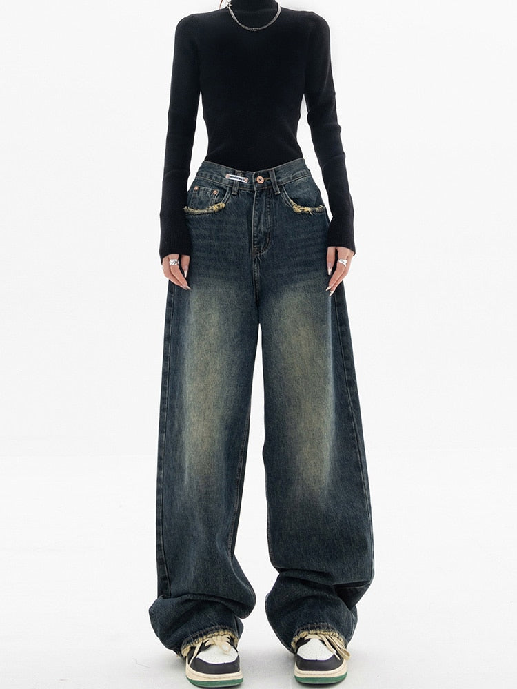 Baggy Damenjeans mit hohem Bund für lässigen Look-Luzern Mode